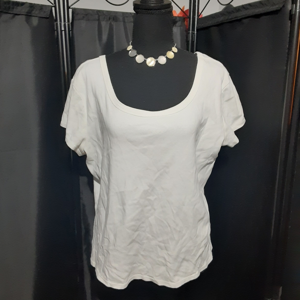 Fieldgear Classic White Short Sleeve Women's Top Size XL Boho Casual